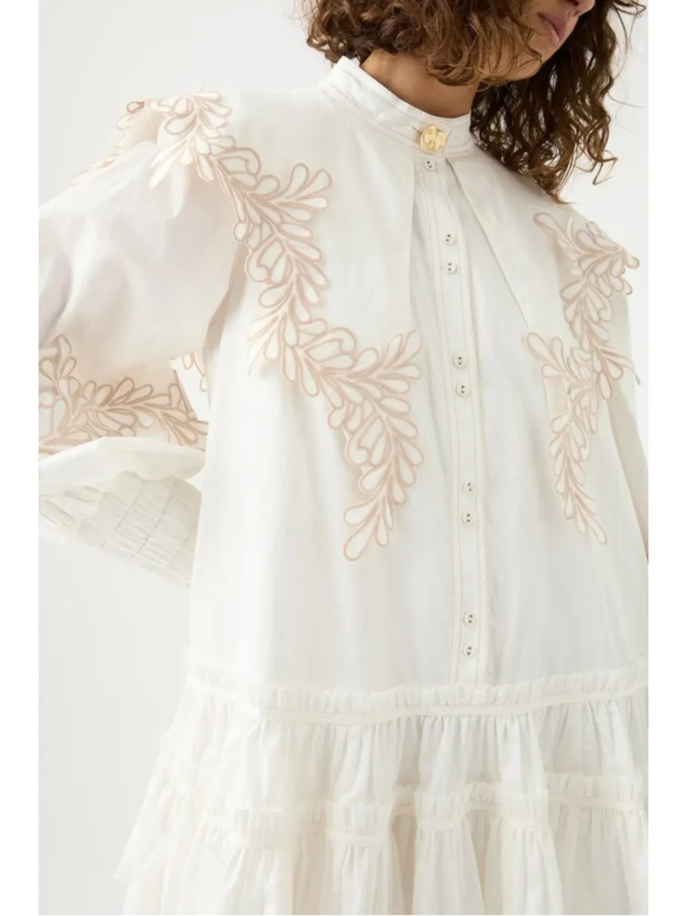 AJE Botanical Trim Collar Dress Ivory